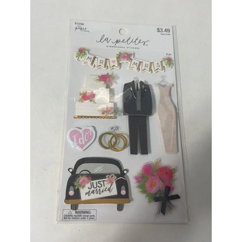The Paper Studio Wedding Stickers La Petites Dimensional Gold Foil 2 Pack Set